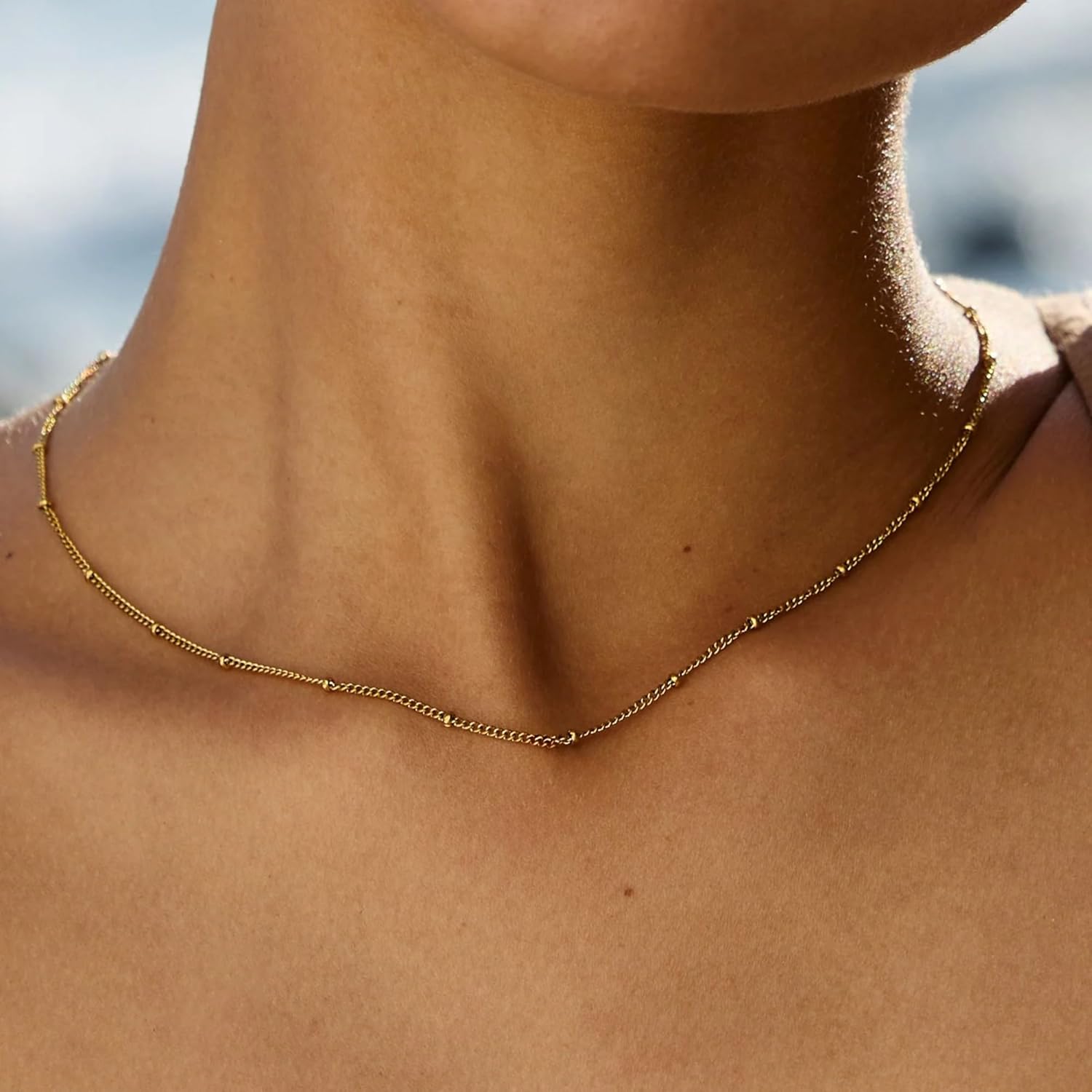 CONRAN KREMIX Waterproof Gold Plated Herringbone Chain Stack Necklaces for Women,Non Tarnish Thin Rope Chain Dainty Stainless Steel Layered Necklace Set for Women Gifts Jewelry - Image 6