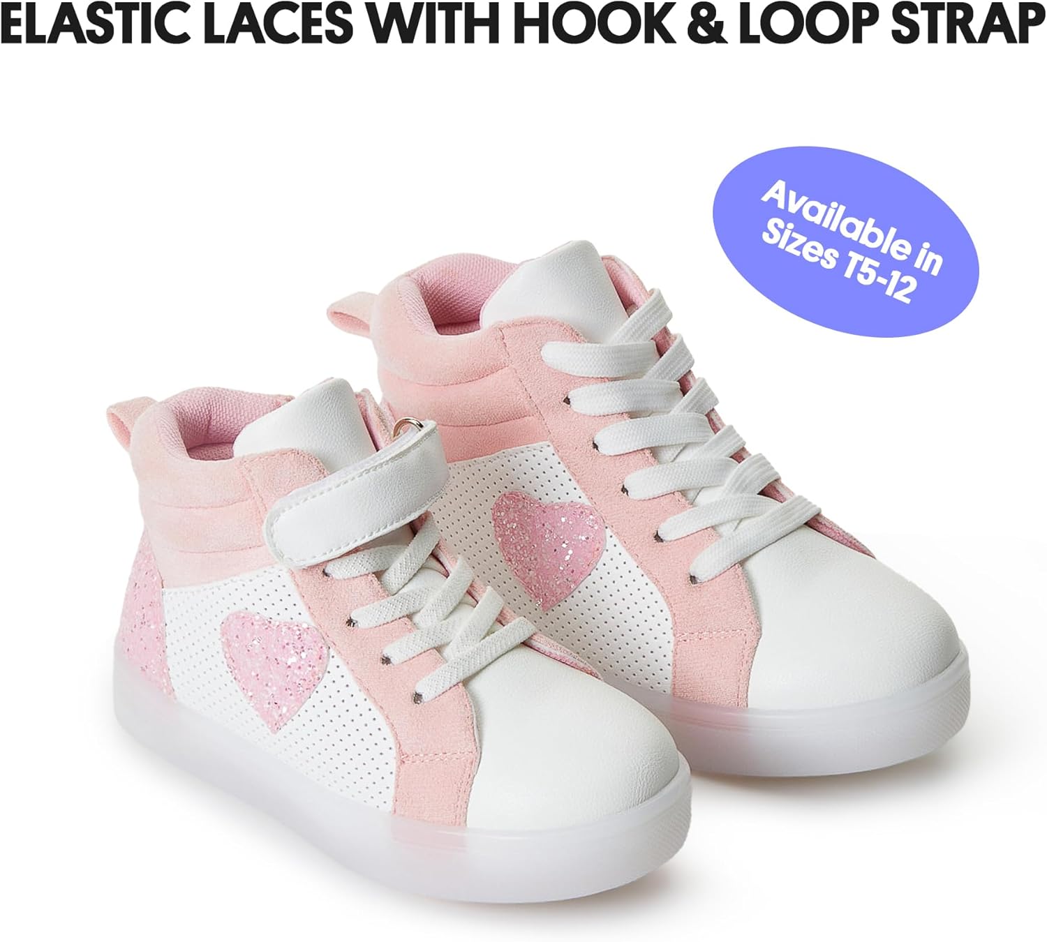 FabKids Girls Boys Light Up Shoes Fashion High Top Sneakers Cute Print Footwear for Toddler Little Kid Big Kid - Image 6