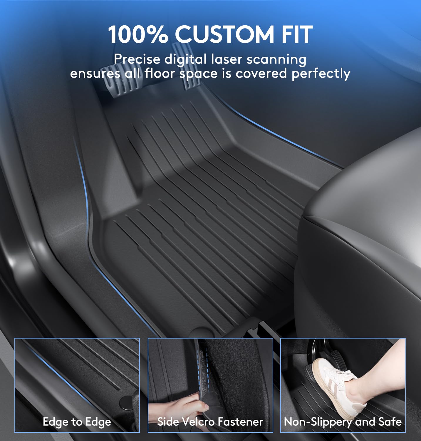 Wekar Floor Mats Fits for Tesla Model Y 5-Seat 2024-2020 - Custom Fit All Weather Front Rear Row — view 2