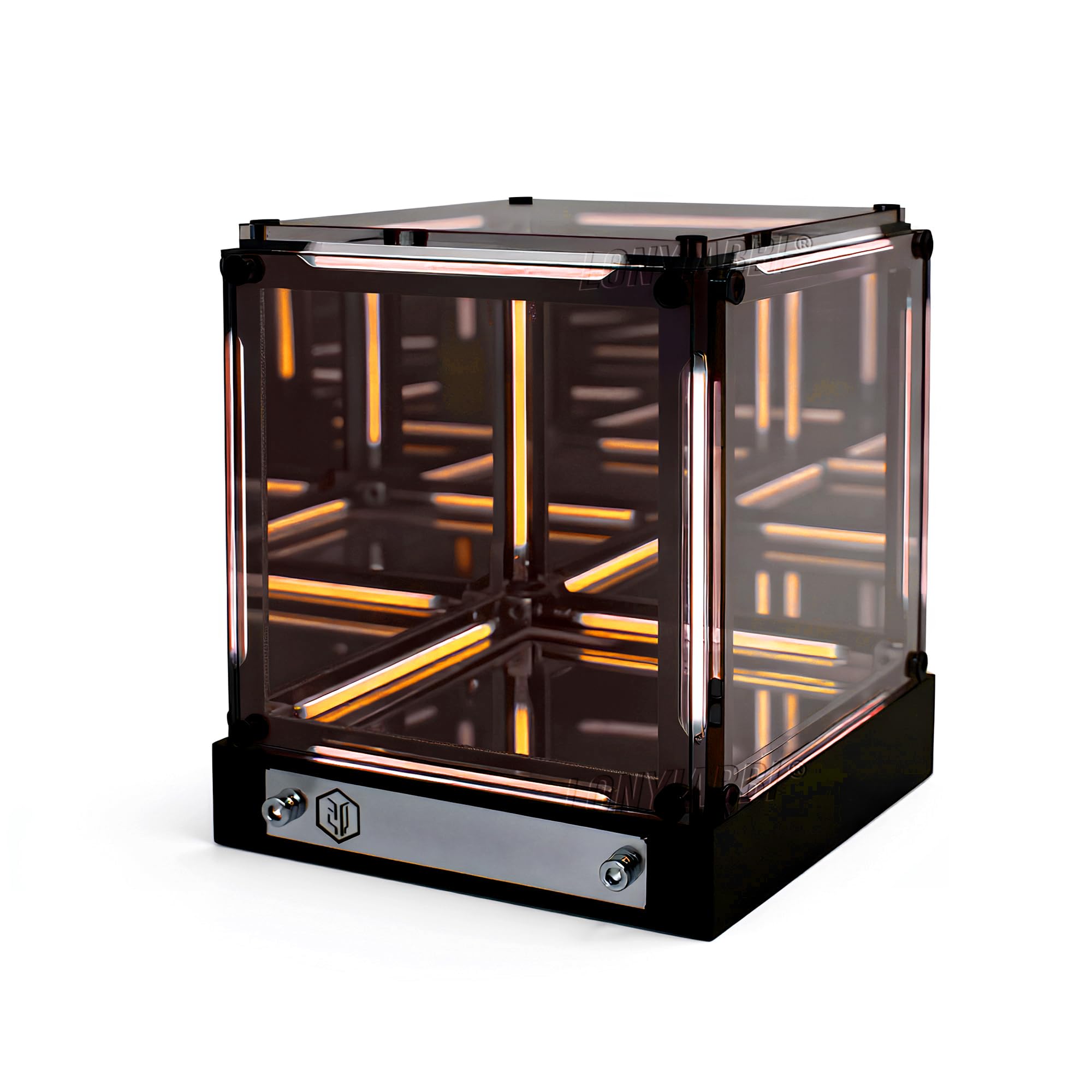 Specchio luce notturna – 4D acrilico cubo lampada da comodino LED effetto Abyss touch dimmerabile luce d'atmosfera ricaricabile USB-C gamer decorazione scrivania futuristica per (Dorato)