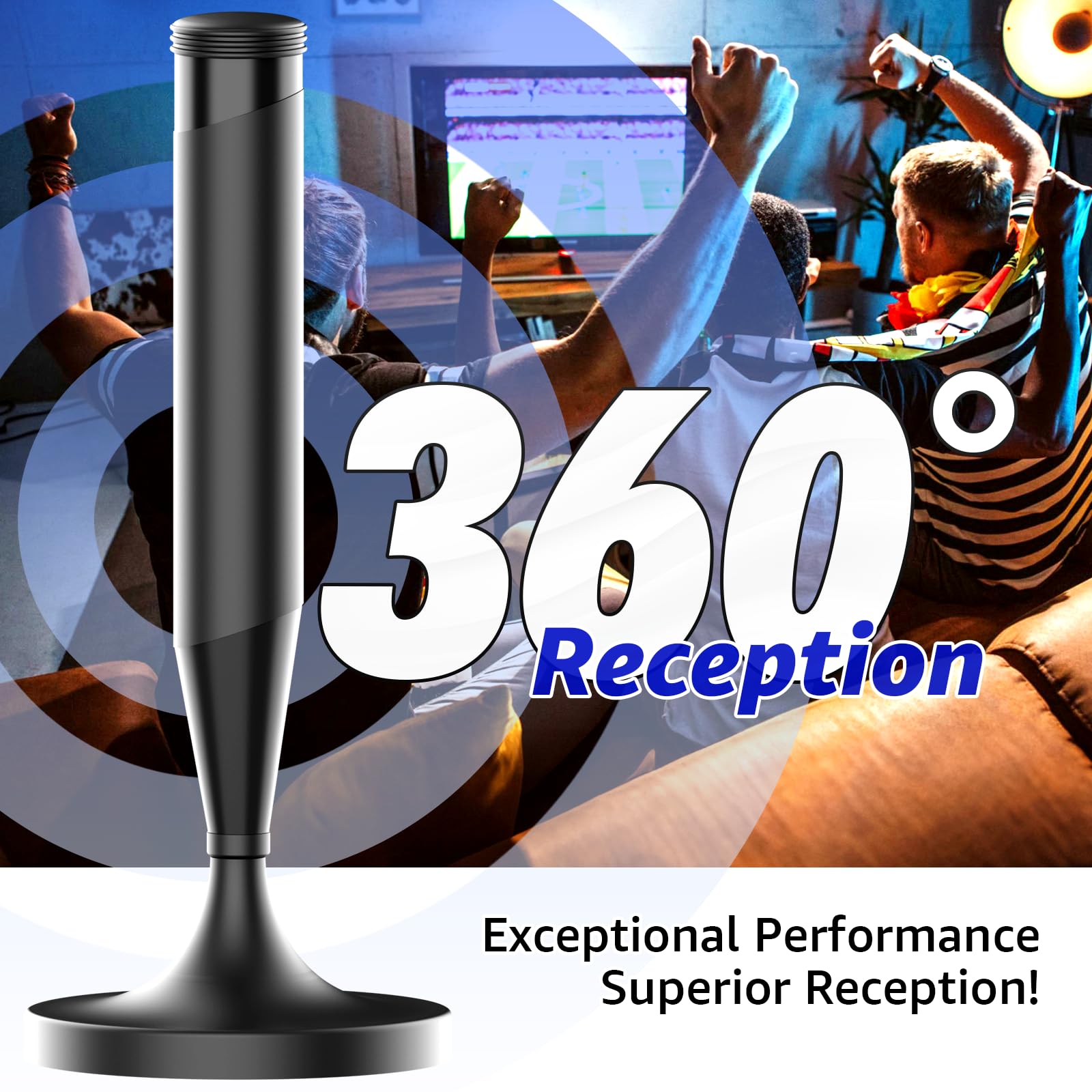 TV Aerial - Magnetic Base 360° Signal Reception Digital TV Aerial Indoor Compatible with Smart TV and All Televisions Supports 8K 4K 1080P Universal Indoor Aerial 5m Coaxial Cable — view 7