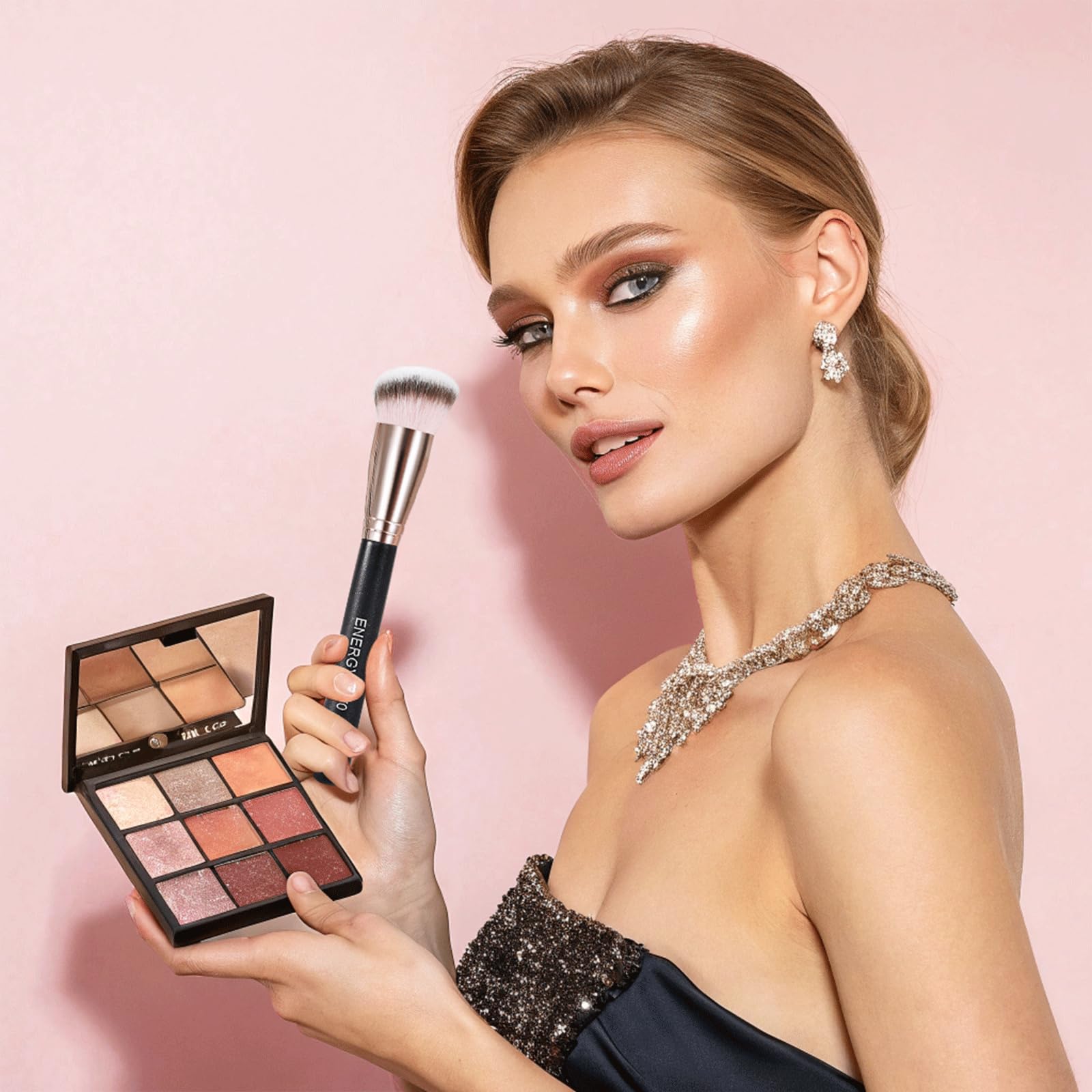 ENERGY Set di pennelli da trucco professionali per fondotinta, correttore, contorno naso, sopracciglia, eyeliner, pennelli piatti per il viso, per fondotinta liquido, crema, polvere, gel, miscelazione