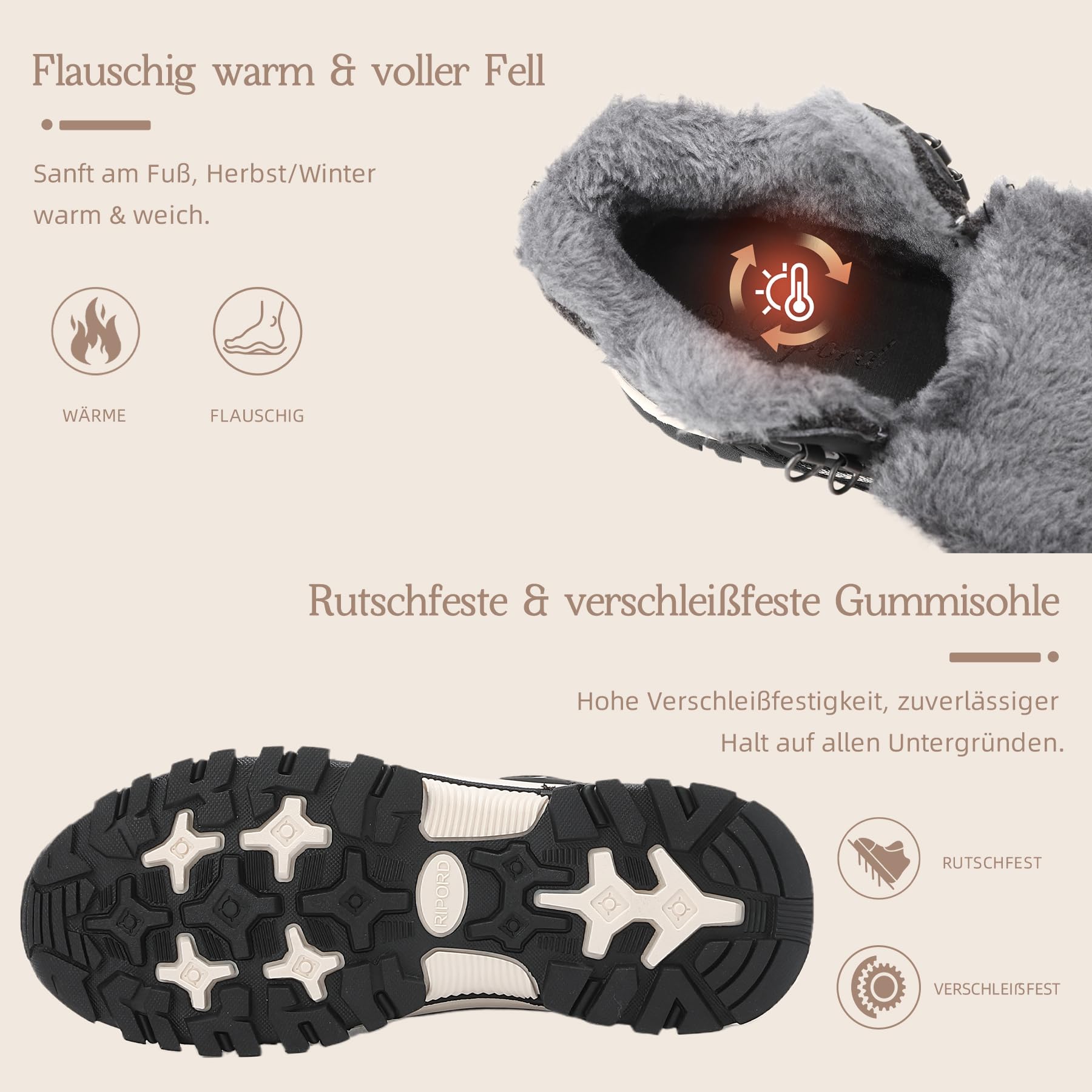 Damen Winterschuhe Winterstiefel Warm Trekking Wanderschuhe Schneestiefel 36-42