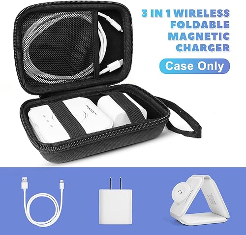 Miniatura 2 de Funda compatible con UCOMX Nanopara Apple MagSafe Duopara Iseyyoxpara Rtopspara LISEN cargador magnético plegable inalámbrico 3 en 1, fácil de