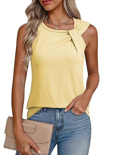 Dokotoo Womens Tank Tops Summer Sleeveless Twist Knot Top Cotton