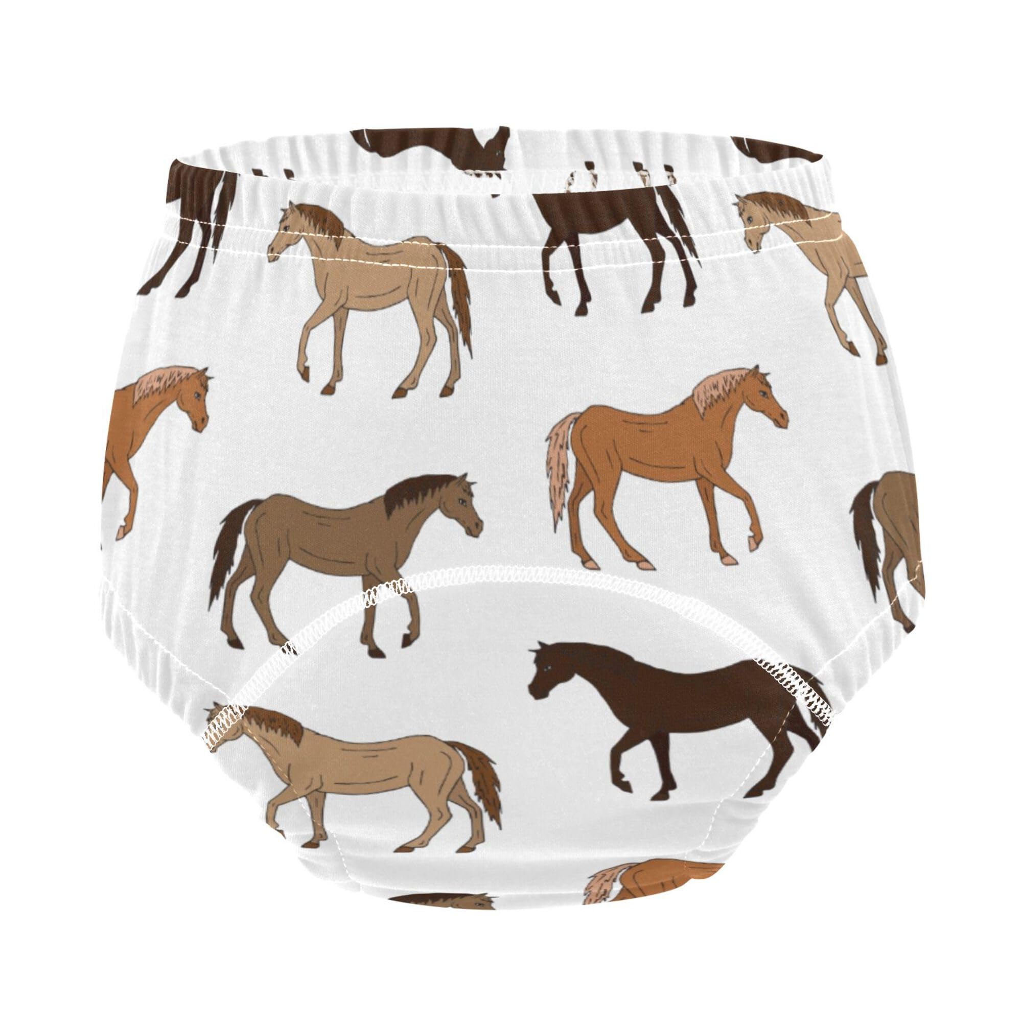 Mazeann Horses Cartoon White Toddler Potty Training Underwear Cotton Absorbent Soft Baby Girl Boy Potty Training Pant 2T