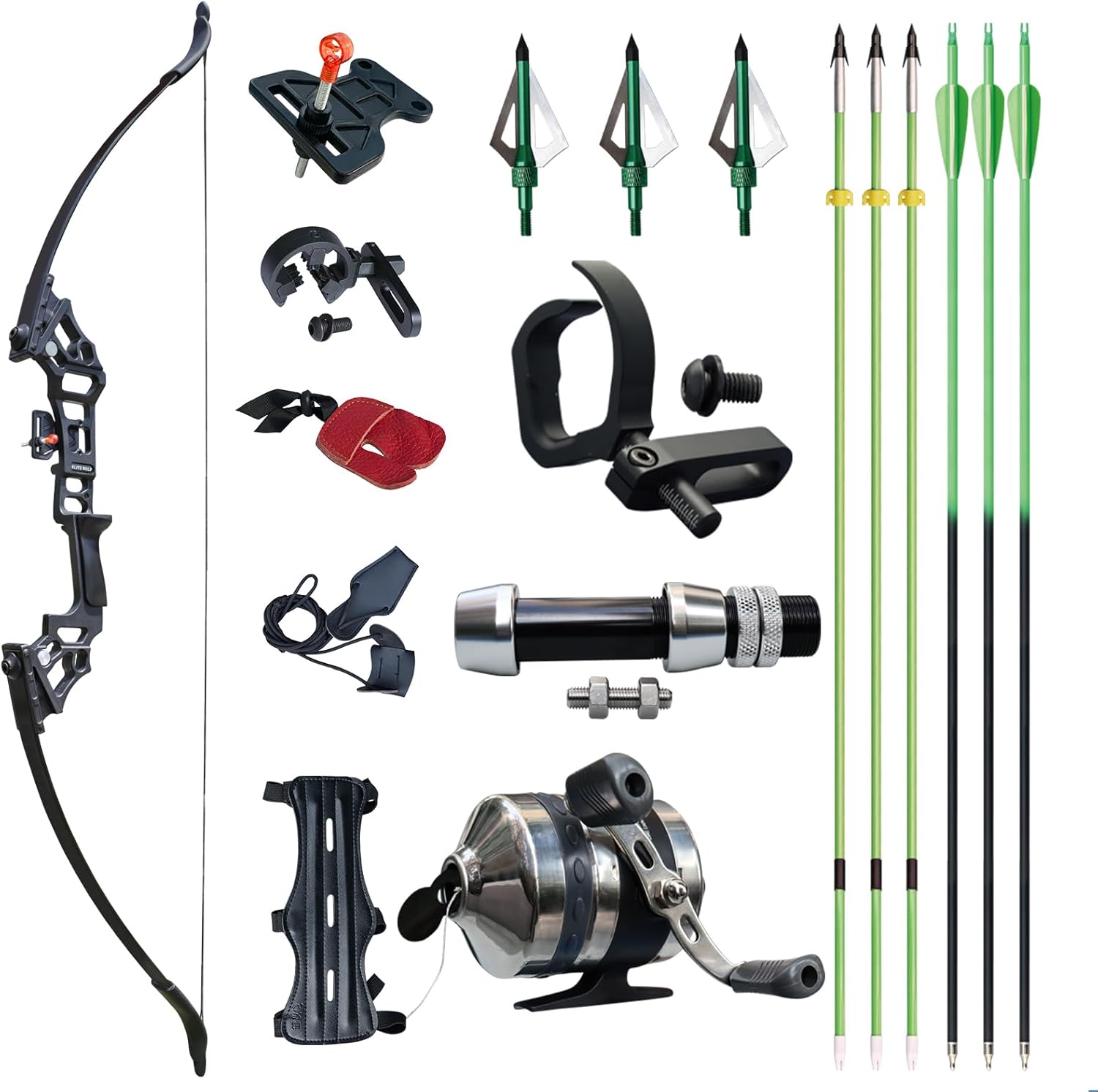 D&Q Bowfishing Bow 40lbs Bow and Arrow Set for Adults Beginner, Bow Fishing Combo Kit Bowfishing Reel Bowfishing Arrows for Fish, Recurve Bows for Adults Hunting Practice Shooting (Black 40lbs)