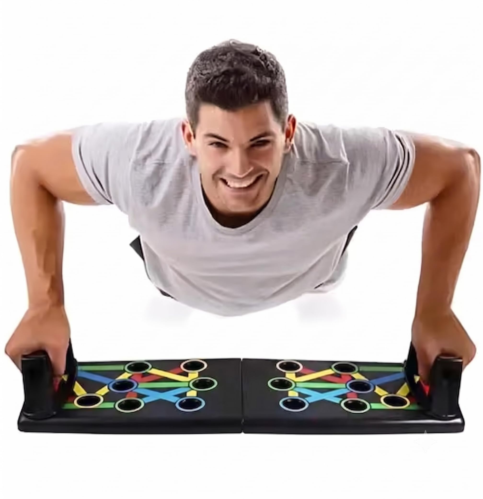 push up board, foldable multi-position strength training board | color-coded positions, foldable design, full body workout, home gym use, non-slip handles