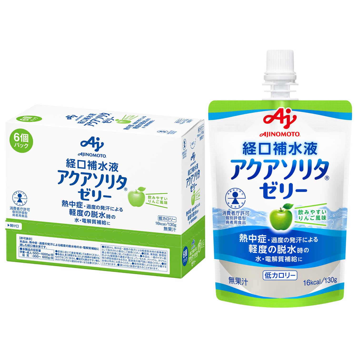 アクアソリタ 味の素 経口補水液 ゼリー りんご風味 130g×6個 水・電解質…