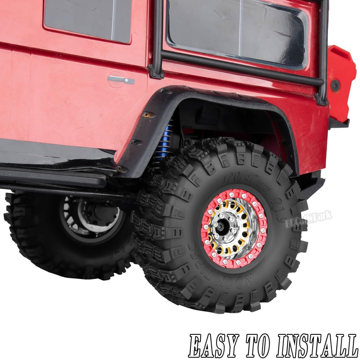 1.9 Brass Wheel Tires for 1/10 SCX10 SCX10 II 90046 SCX10 III AXI03007 SCX10 Pro TRX4 TRX6 Gen7/8 D90 VS4-10 MST CFX RC Crawler Car,1.9 Brass&Aluminum RC Off Road Wheels and Tires,Silver