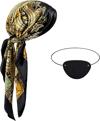 Zando Pirate Bandana Pirate Eye Patch Pirate Accessories Costume Women Men Pirate Hat Head Scarf Hair Scarf