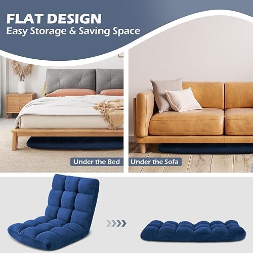 Miniatura 15 de Silla plegable para juegos de suelo de 14 posiciones, acolchada y ajustable, con algodón transpirable y terciopelo coral agradable a la piel para