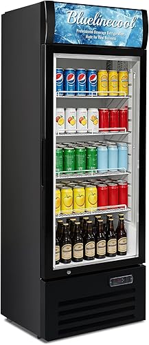 Miniatura 10 de Refrigeradores comerciales de 9 pies cúbicos verticales - Refrigerador de bebidas con puerta de vidrio con luz LED, estantes ajustables, ruedas