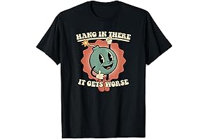 Existential Crisis Depicted with Wit: 'Hang in there, It Gets Worse' Cartoon Bomb Tee