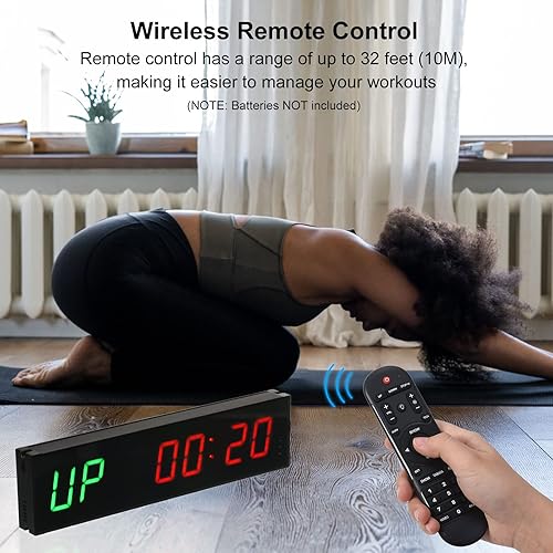 Miniatura 4 de PATIKIL Temporizador LED de gimnasio temporizador de entrenamiento, temporizador de intervalos, reloj de pared con control remoto de 11.4 pulgadas,