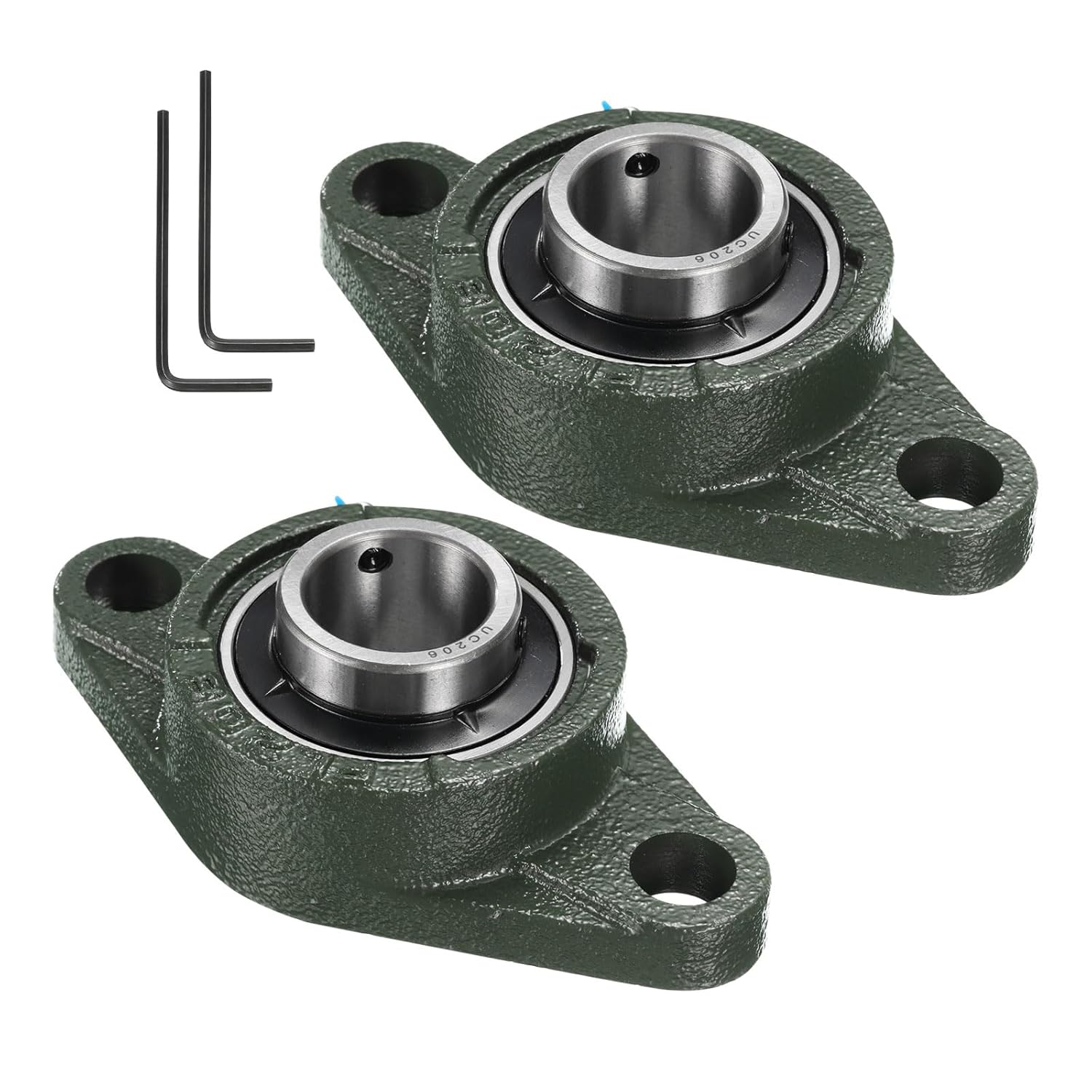 uxcell 2pcs UCFL206 Pillow Block Bearings 30mm Bore Self Alignment, Solid Cast Iron Base Mounted Chrome Steel Bearings