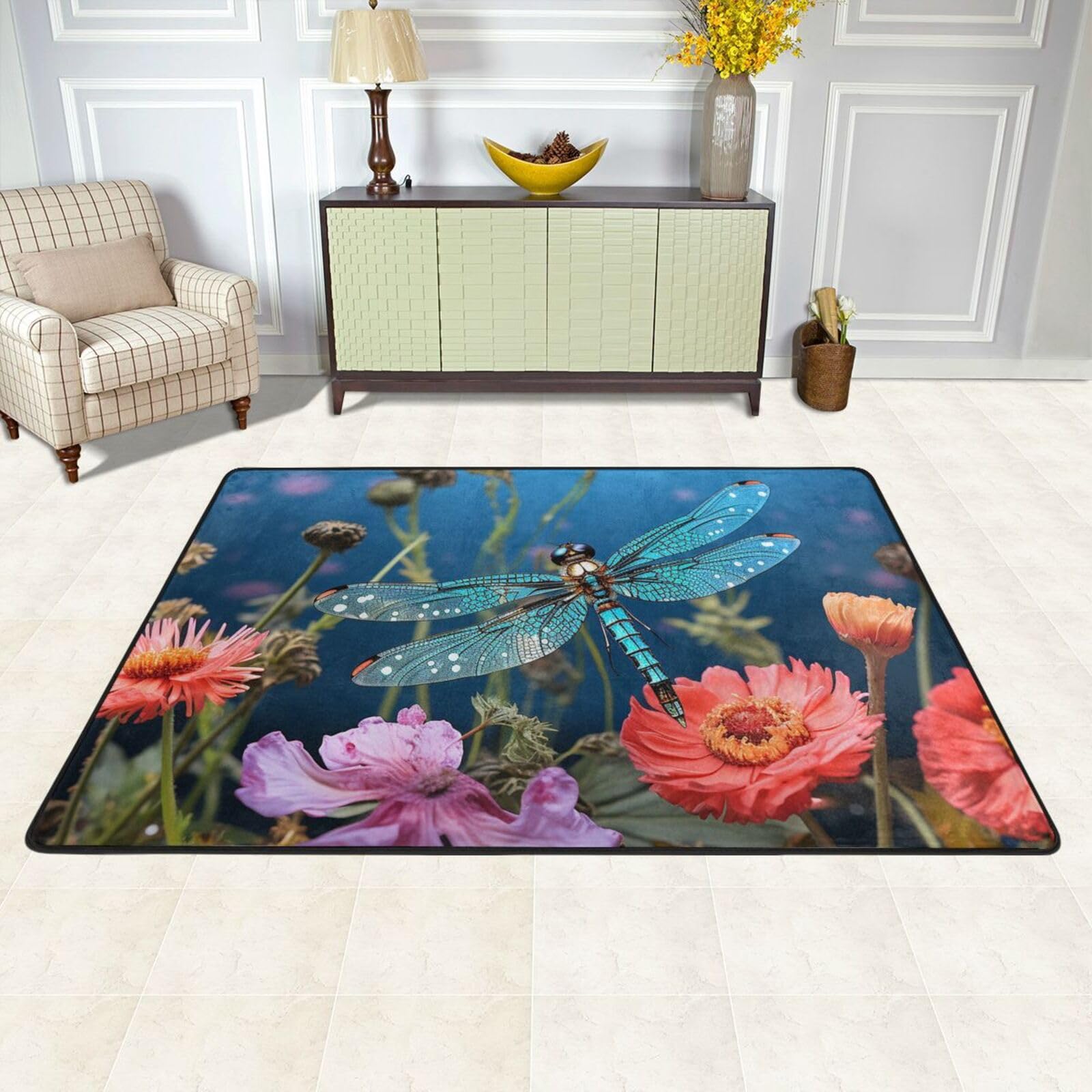 Tapis de sol pour salon et chambre doux lavable grand format 121x182 cm