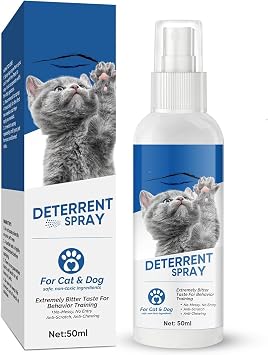 Cat Repellent Spray, Cat Deterrent Spray for Furniture and Sofa Protection, Extra Bitter Anti Scratch Spray Indoor & Outdoor for Cats and Dogs, 50ml Pack of 1