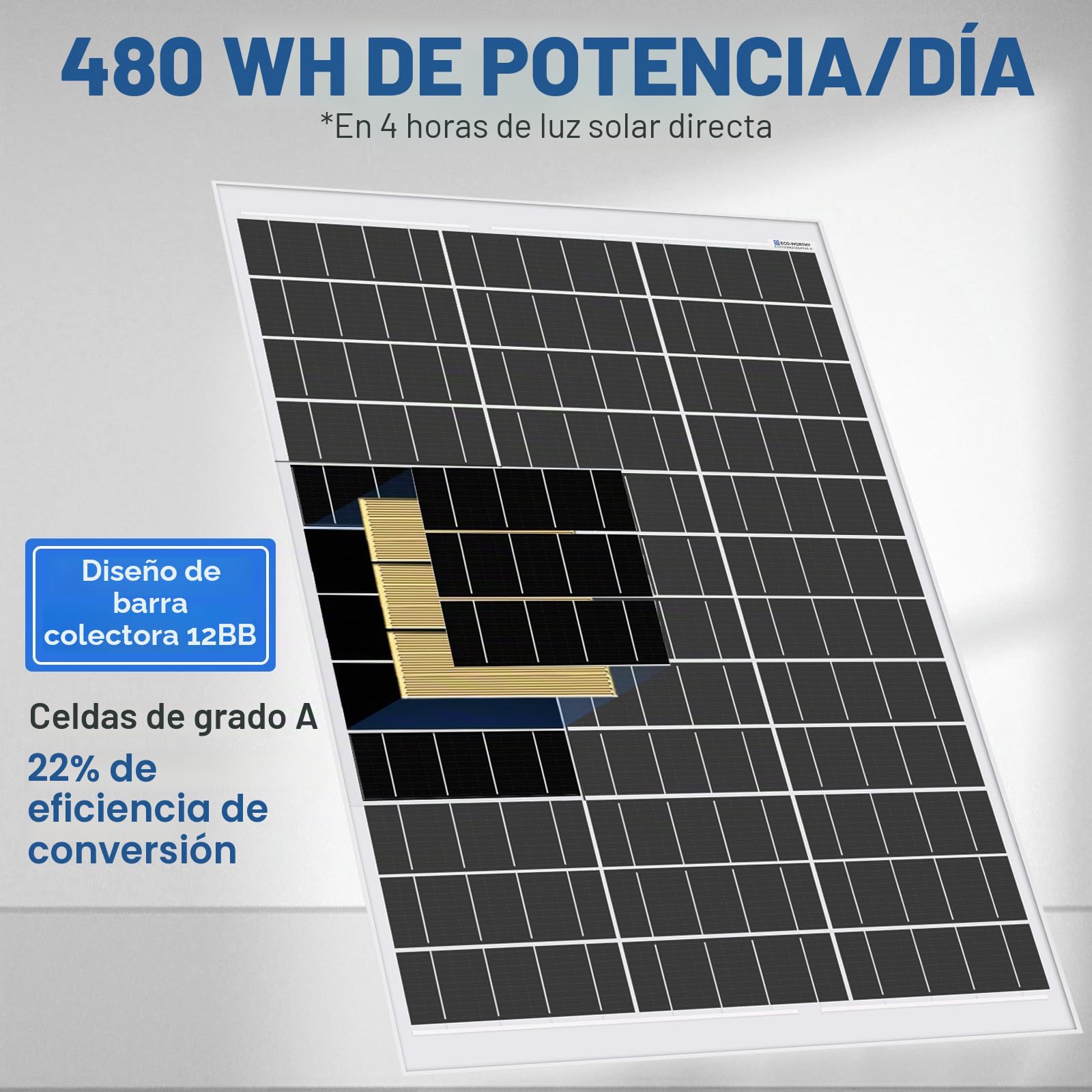 ECO-WORTHY Kit de panel solar de 120 W, 12 V, 0,5 kWh/día, fuera de la red, para autocaravana, furgoneta camper, barco, camping: panel solar mono de 120 W + controlador de carga solar PWM de 30 A +