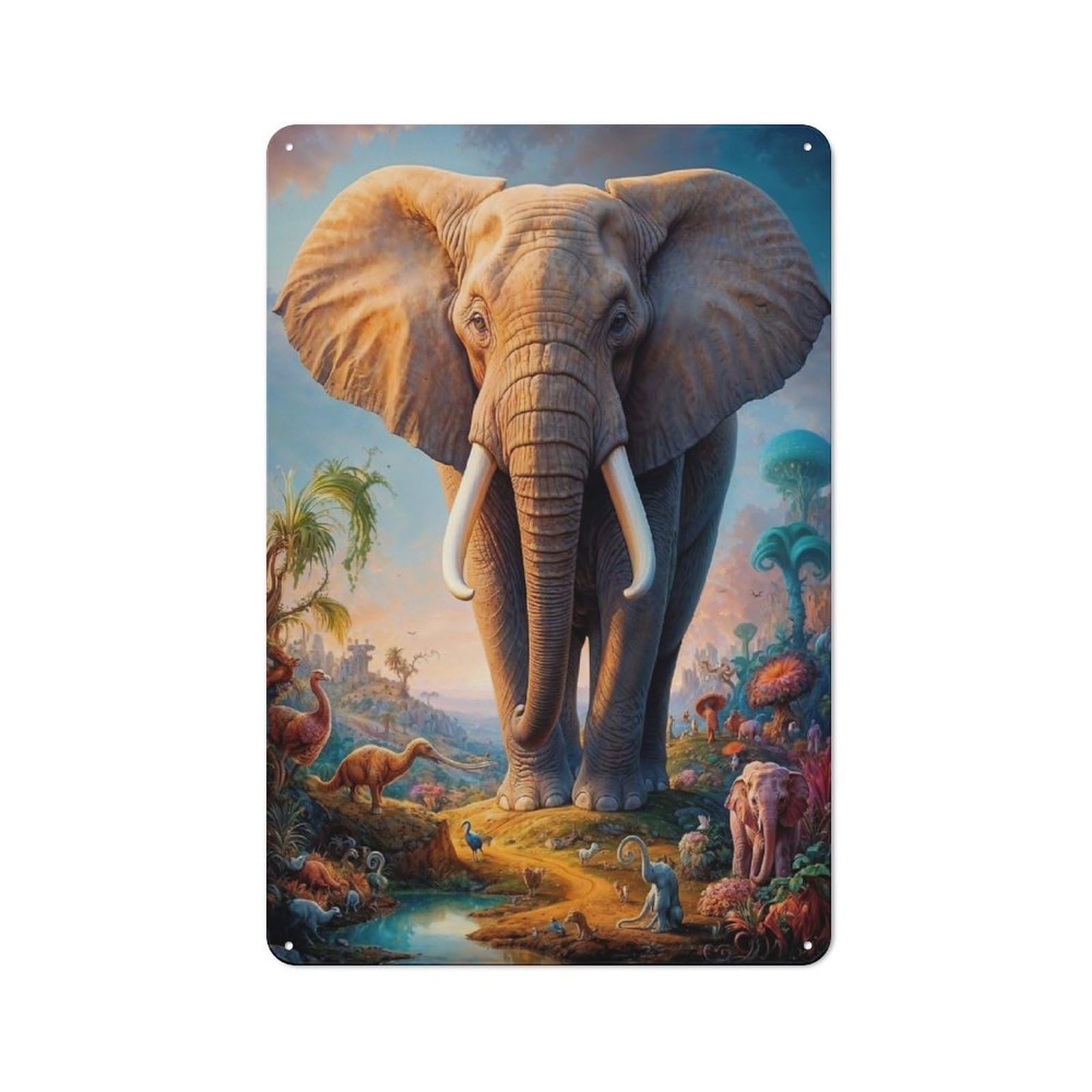 Junmoney Beyond The Elephant Rustic Tin Sign 30X20cm Featuring For Living Room Wall, For Metal Sign Collectors, For Garage And Workshop Walls