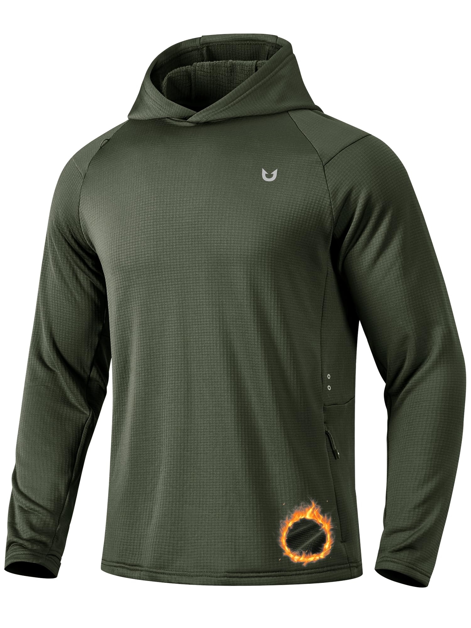 NORTHYARD Men's Lightweight Fleece Hoodie Athletic Running Pullover Hiking | Waffle Knit, Zipper Pockets, 4-Way Stretch, Thumb Holes, Hooded Sweatshirt, Cold Weather, Workout, Gym, Fishing, Golf