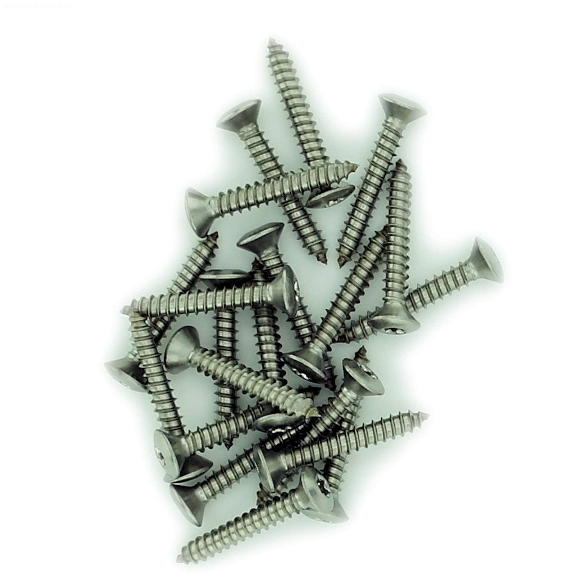 Singularity Supplies Silver No.8 X 1.5 (4.2Mm X 38Mm) Tx Raised Countersunk Self-Tapping Screw - Stainless Steel (A2) (Pack Of 20)