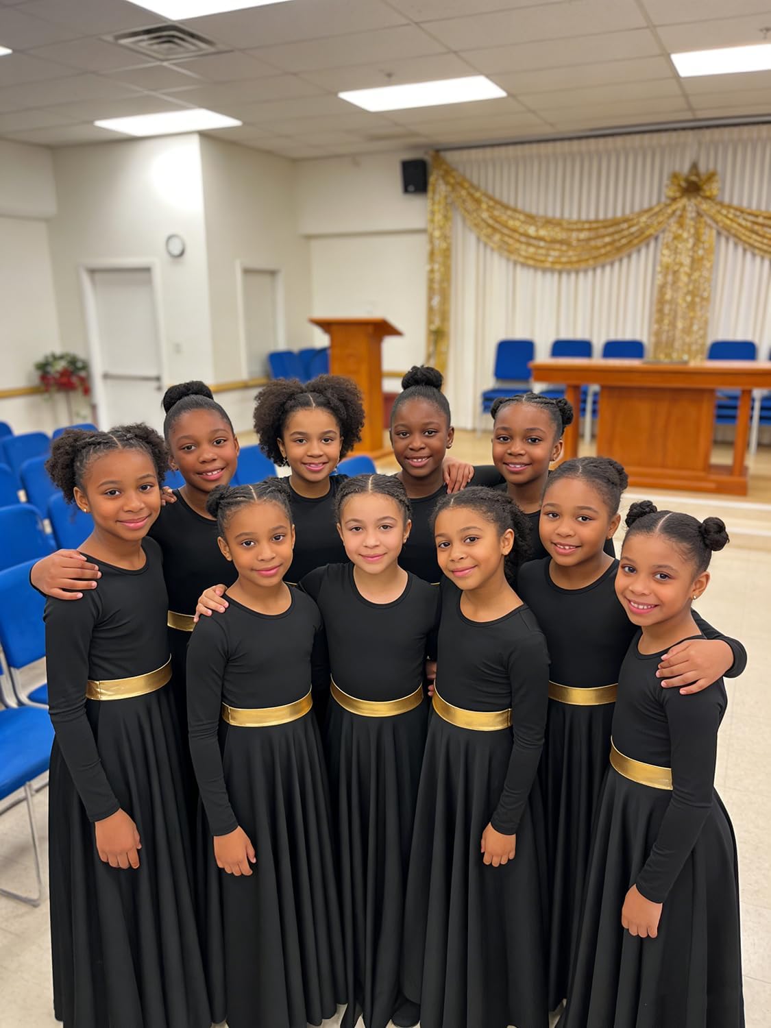 Girls Long Sleeve Praise Dance Dress Church Worship Liturgical Dancewear