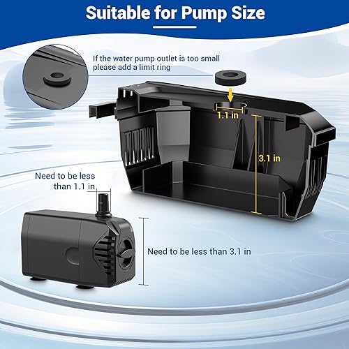 Miniatura 3 de NFESOLAR Filtro de estanque pequeño para estanques al aire libre, tanque de peces de 50 a 600 galones, caja de filtro protege la bomba sumergible