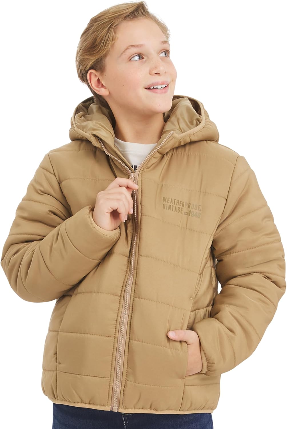 Weatherproof Vintage Boys' Outerwear Midweight Insulated Hooded Puffer Jacket