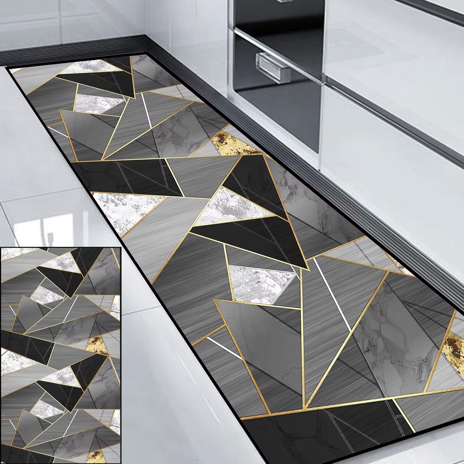 Tapis de chambre lavable gris pour un salon moderne et chaleureux