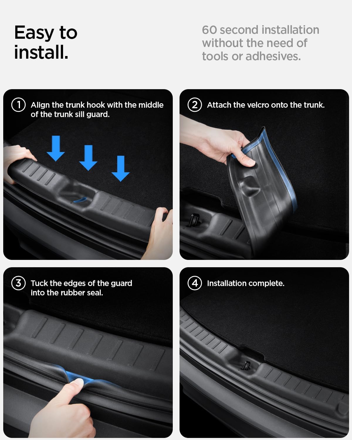 Spigen Rear Bumper Trunk Sill Guard Bumper Protection with Easy Glide Sliding Grooves for 2025/2026 Tesla Model Y Juniper Accessories (Premium & Performance 2025/2026) - Black