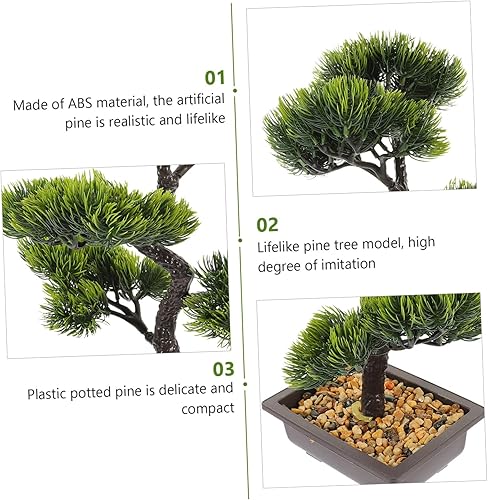 Miniatura 3 de Adorno decorativo de pino bonsái sintético que ahorra espacio, 14.74 oz