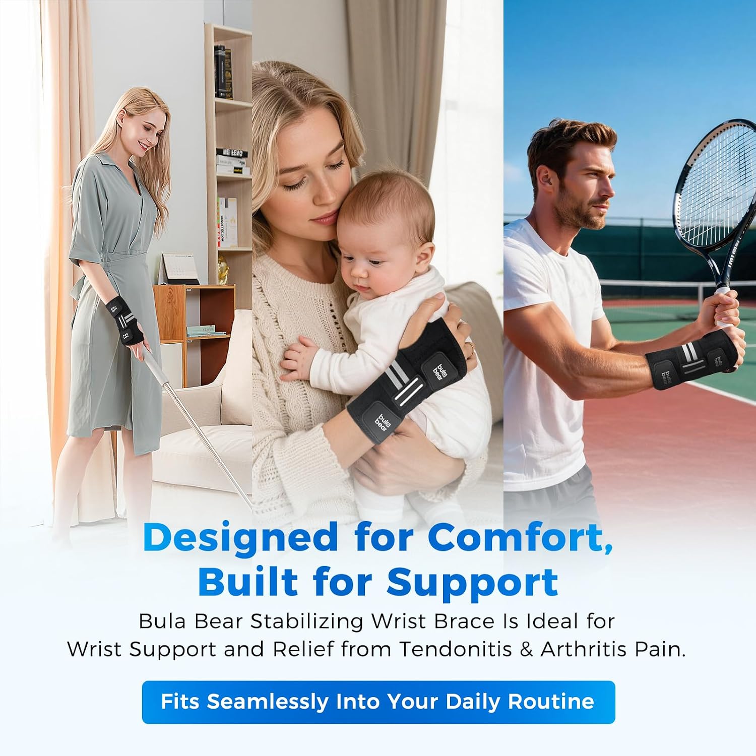 Carpal Tunnel Wrist Brace, Equipped with 3 Ergonomic Splints, Breathable Wrist Support for Men & Women, Night & Work Support, Pain Relief, Tendonitis, Sprain, Rigid Hand Brace for Arthritis (Right Hand, Medium)