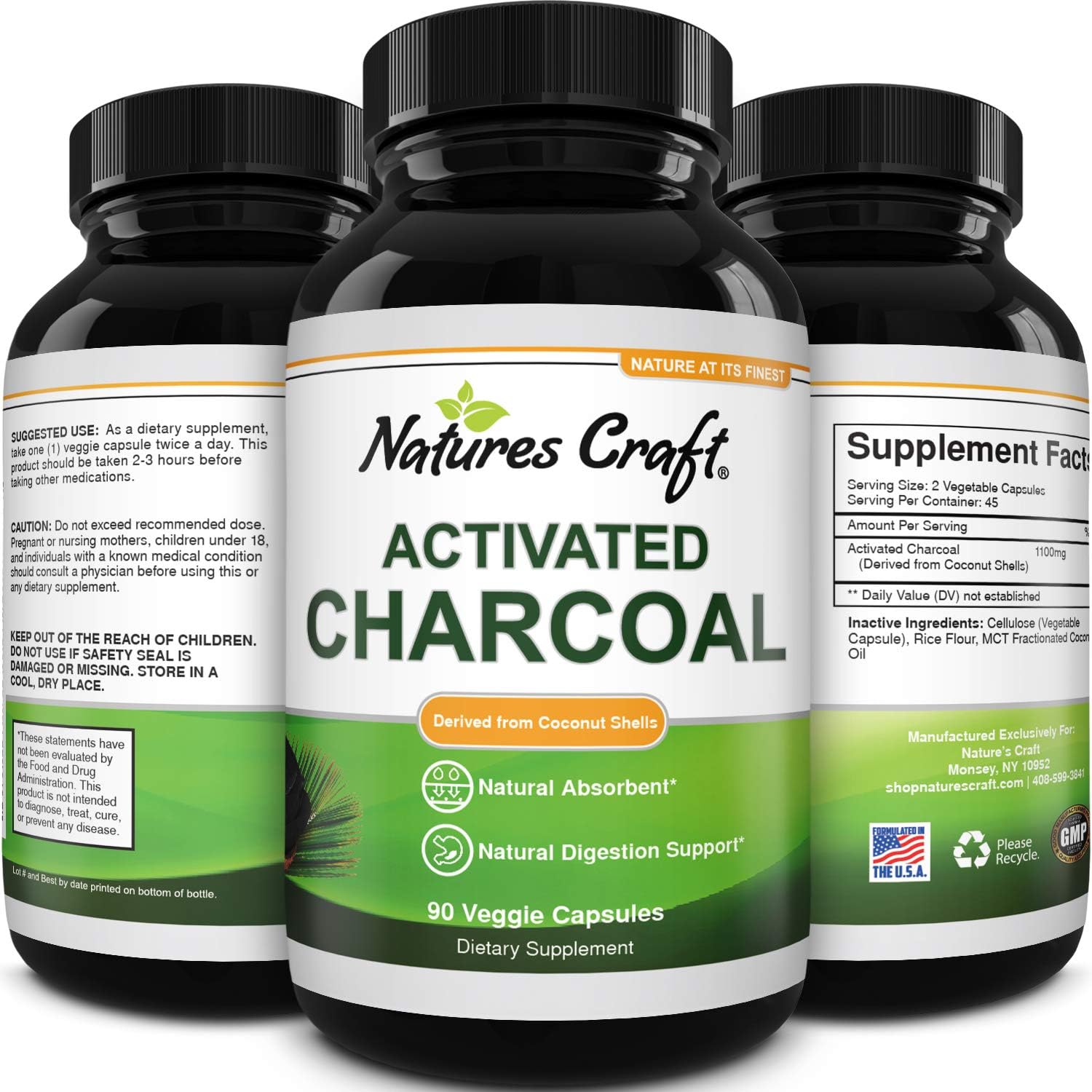 Cleanse and Detox Activated Charcoal Capsules - Pure Activated Carbon Detox Capsules for Bloating Relief - Active Charcoal Capsules for Gas Relief Gut Health and Stomach Relief : Health & Household