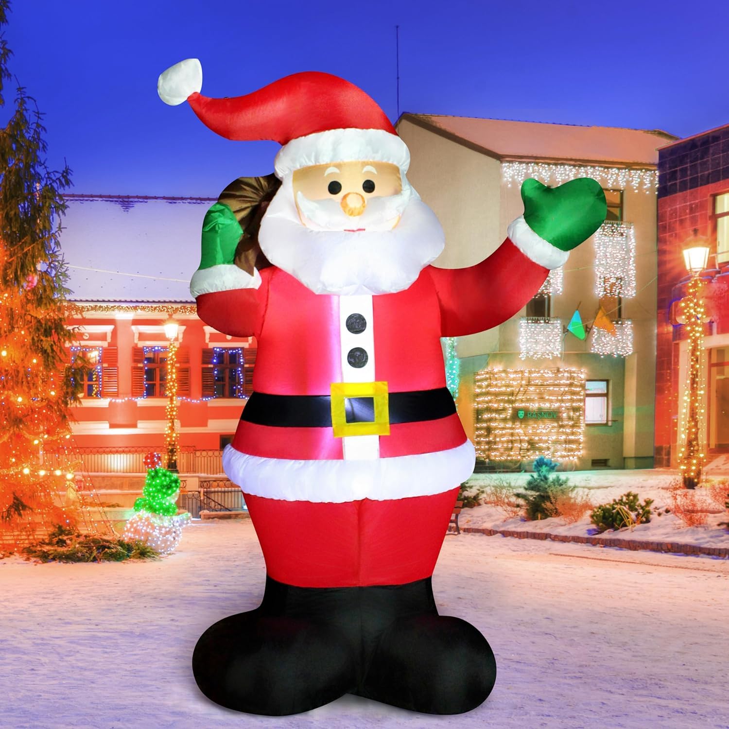 TAPIT 6 FT Christmas Inflatable Santa with Gift Bag, Blow Up Xmas Inflatable Decorations with Build in LEDs for Christmas Decor, Yard Indoor Outdoor Garden Lawn Winter Decorations