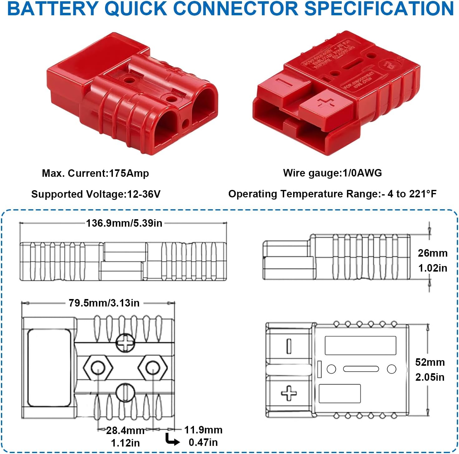 smseace 2Pack 175Amp Battery Quick Connect Plugs and connectors1/0-4 Gauge Battery Quick Disconnect for Winch, Trailer and trolling Motor 12-36V Towing Winch Quick Connect Systems