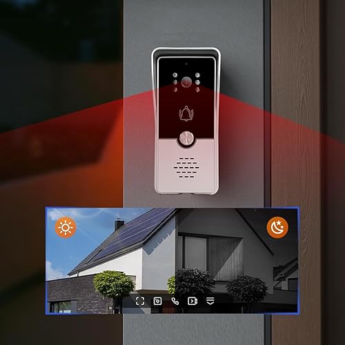 Miniatura 8 de Timbre de video con cable con kit de cámara y monitor, timbre de intercomunicación con cámara, sistema de intercomunicación de video de doble vía