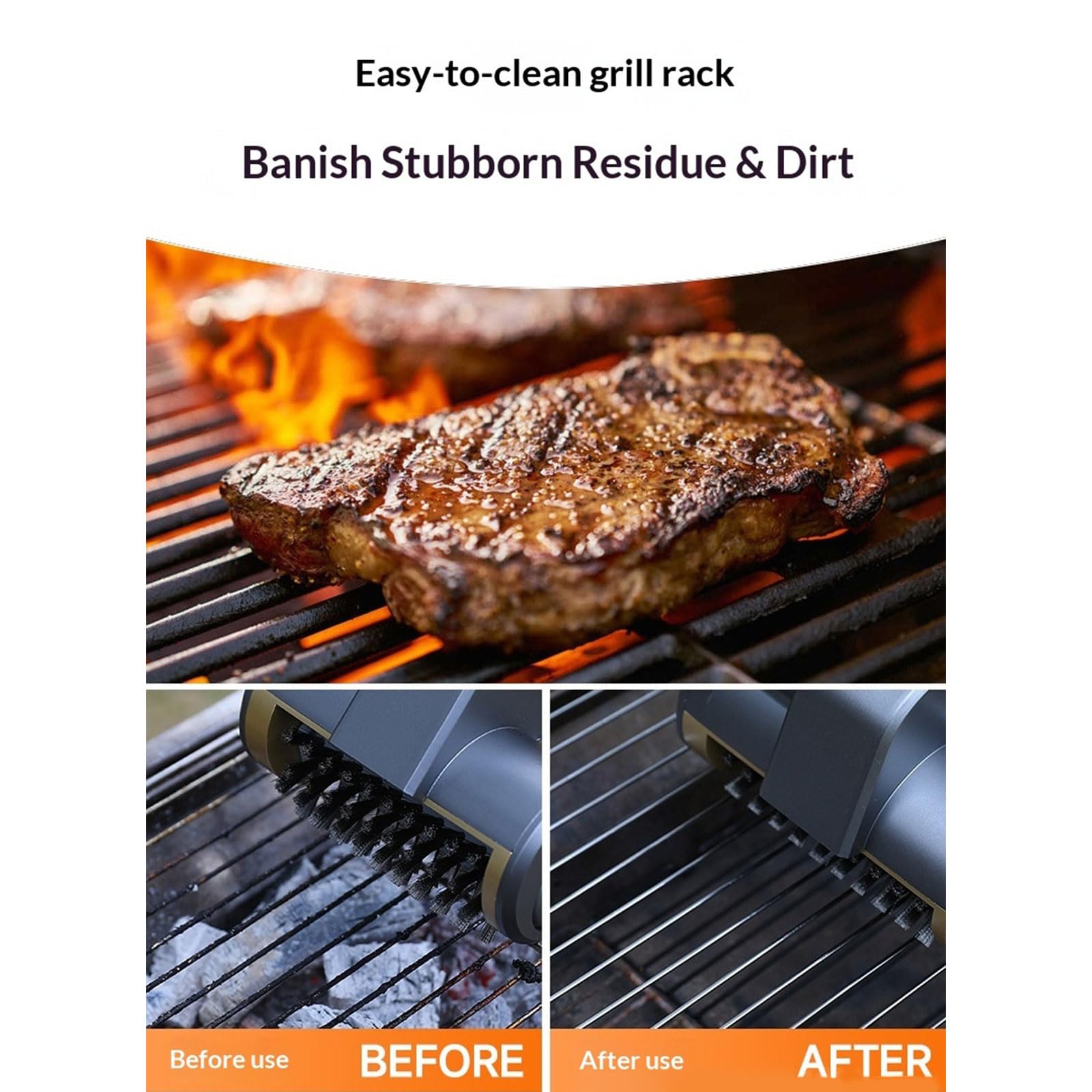 Efficace strumento elettrico per la pulizia del barbecue, grigio oro