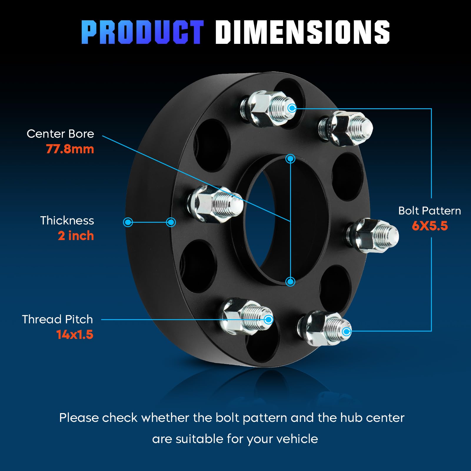 Entretoise Roue Auto Pour Dodge Pour Ram 1500 2019-2024 2 Pièces 6x139