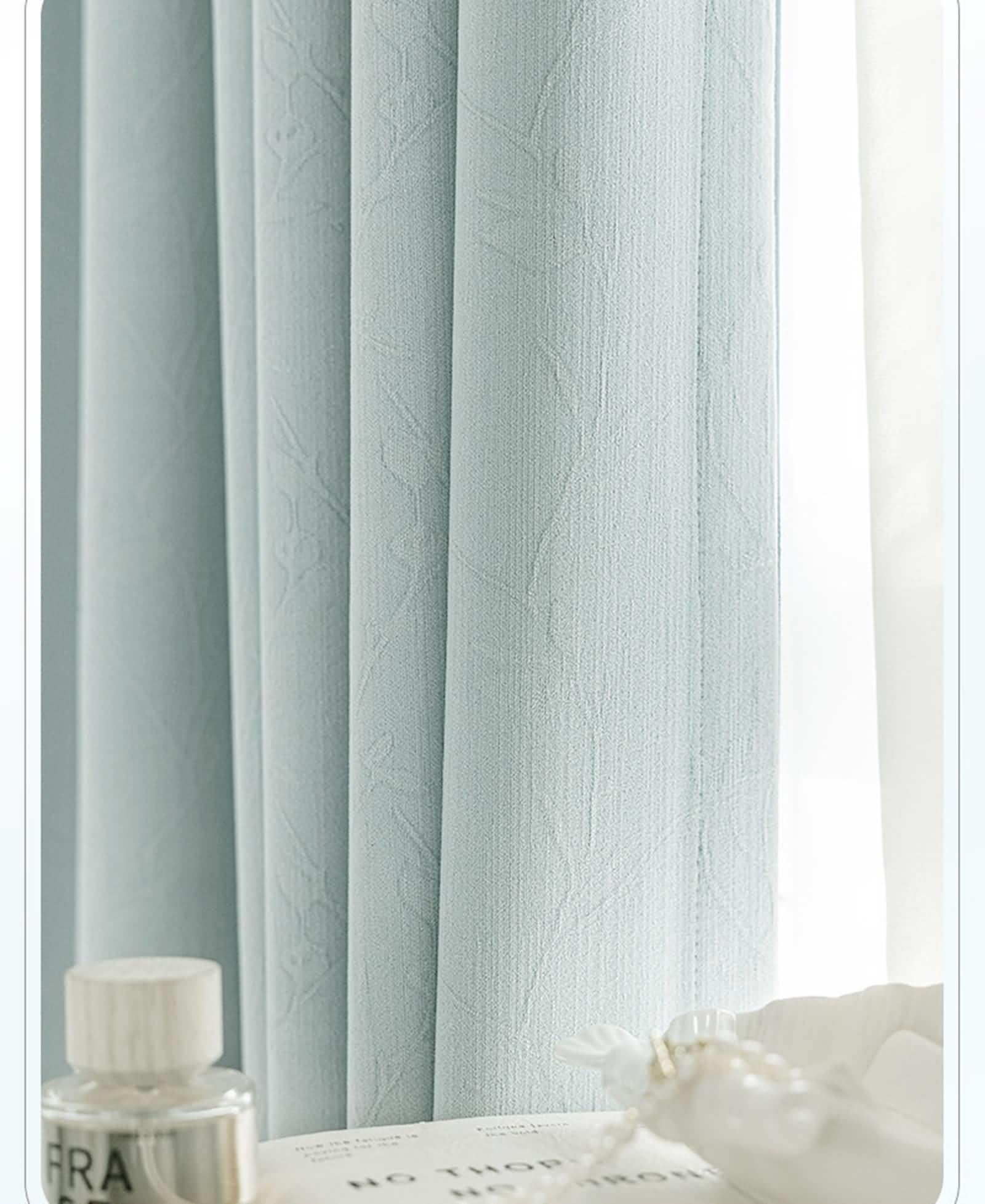 Rideau occultant bleu clair 107x160cm en chenille pour chambre et salon Beydodo