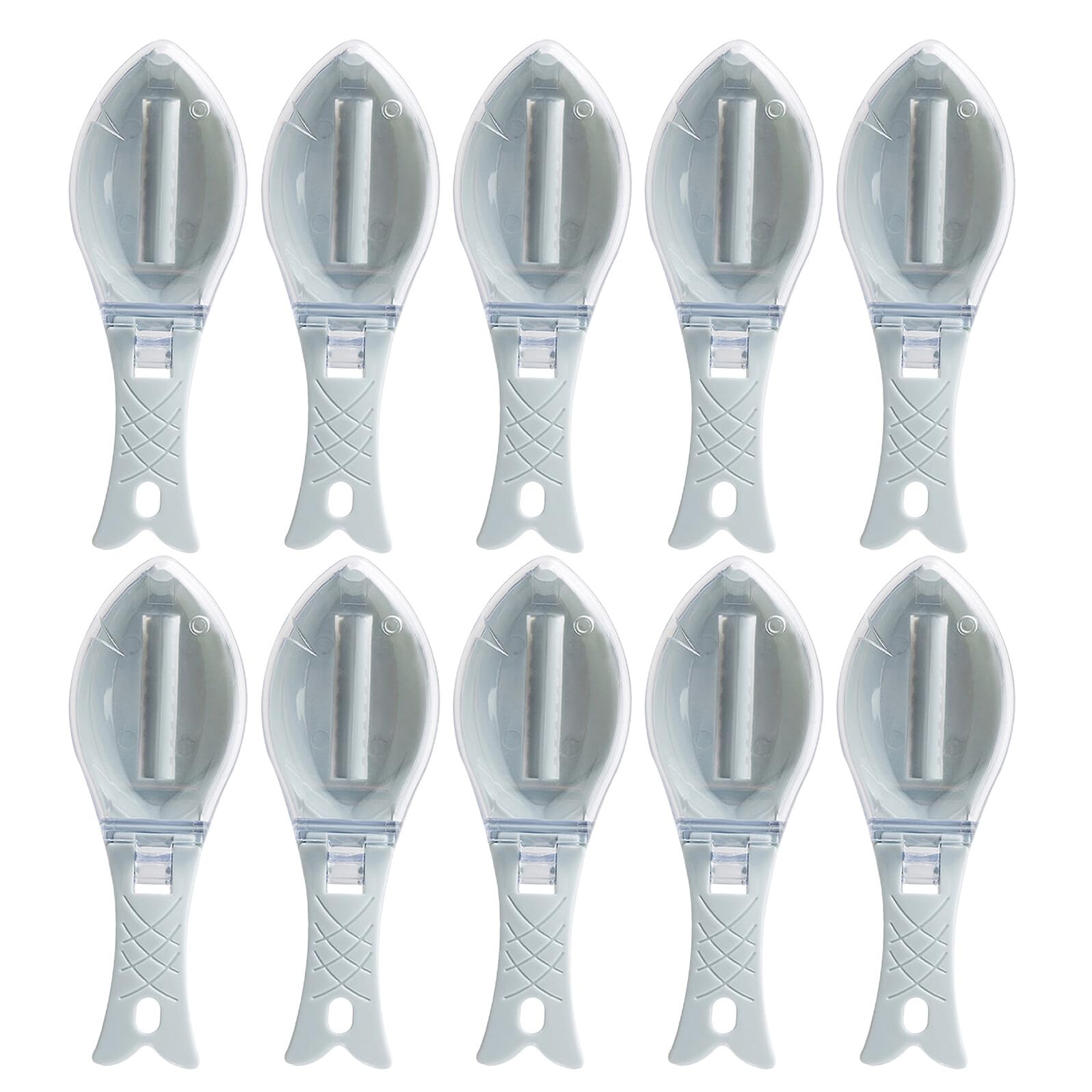 10 Pezzi Raschietti per Squame di Pesce con Coperchio Utensili Manuali per Rimuovere Squame in Cucina Strumenti Portatili per Pulizia Pesce per Casa e Ristorante