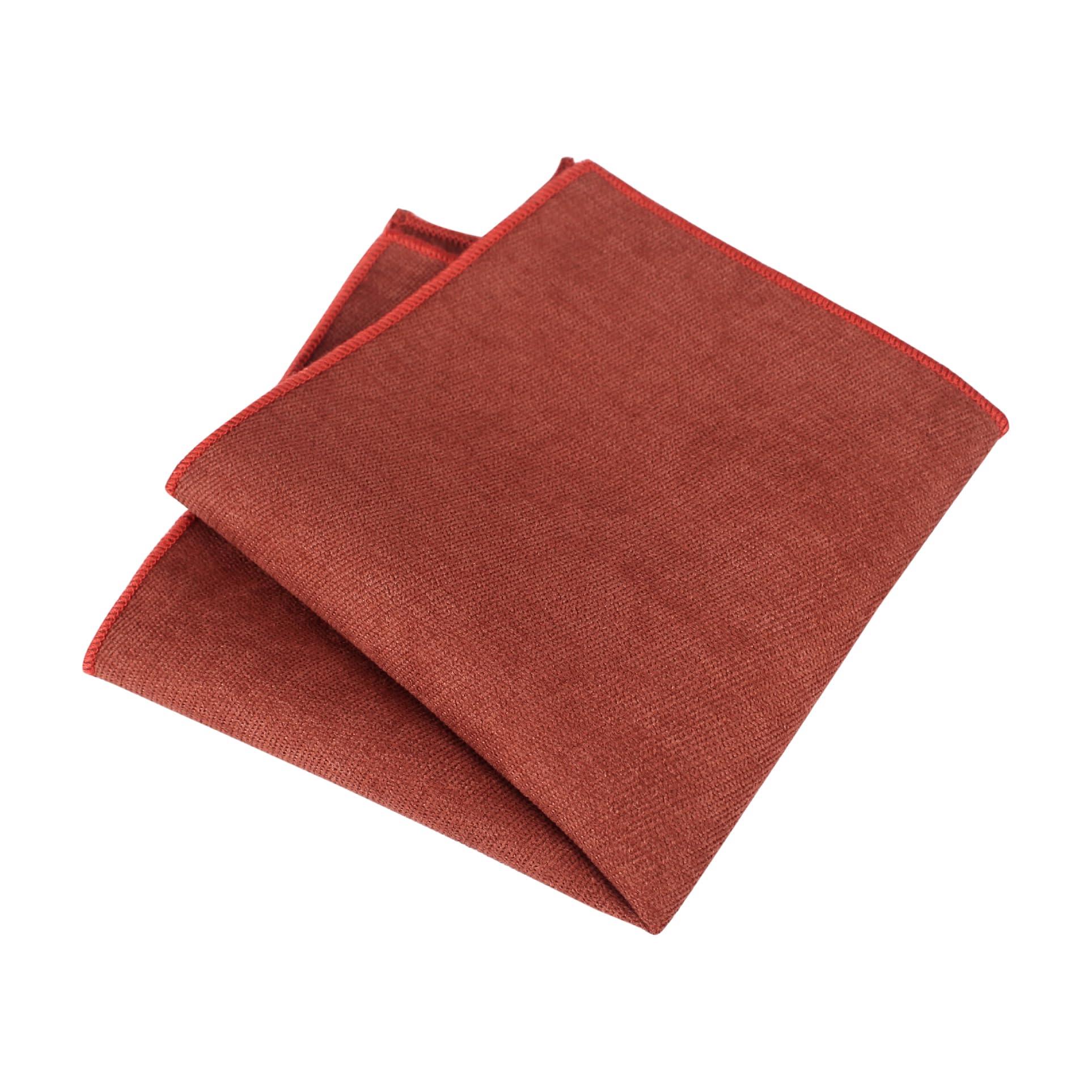 Db Dickie Bow Boys Terracotta Luxury Cotton Blend Pocket Square (Terracotta) - Suitable For Formalwear, Office, Weddings, Parties, Grooms & Groomsmen Outfits