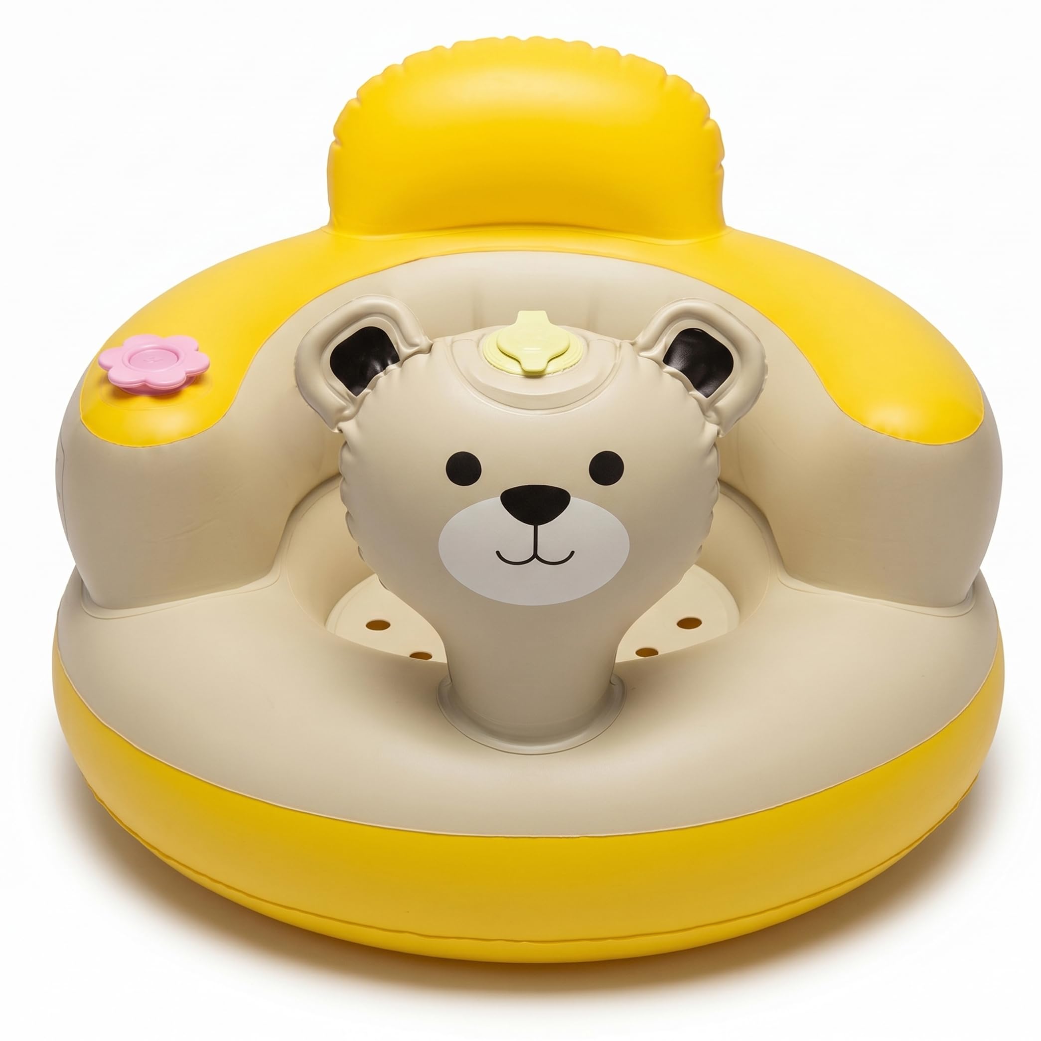 Bemonew Inflatable Baby Chair, PVC Baby Sofa With Backrest And Armrests– Portable Blow Up Seat For Sitting Practice & Play, Yellow