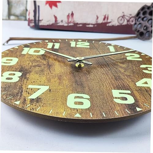 Miniatura 7 de DECHOUS Reloj de pared con patrón de fuego, reloj de pared sin tictac, decoración retro, reloj de pared, brillo nocturno, para mujeres+correas de
