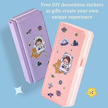 Large Capacity Pencil Case,Foldable Pencil Box with 2 Compartments,Stationery Storage Organiser for Teen Girls Boys Adults,Office School Supply for Students (Blue)