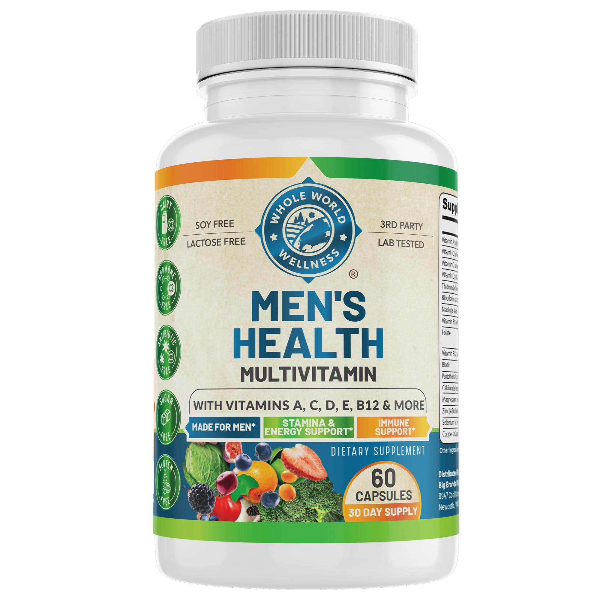 Mens Daily Multivitamin Multimineral Supplement for Energy, Focus, Stamina & Performance. Made for Men with 30+ Nutrients, Fruit & Energy Blend. Mens Vitamins,