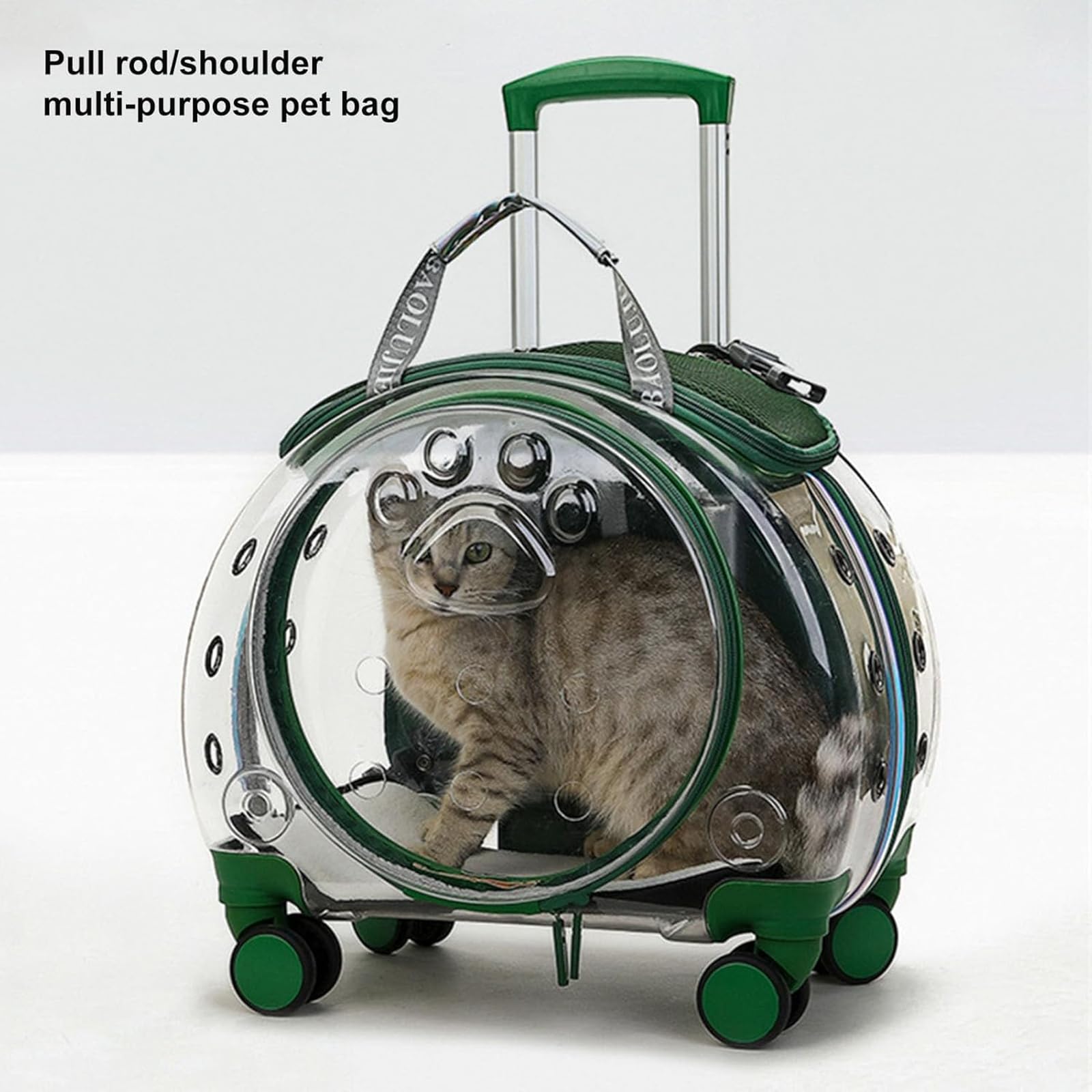Transportín portátil con ruedas para gatos y perros, bolsa de viaje plegable con diseño transpirable y asa extensible, ideal para viajes en avión y aventuras al aire libre
