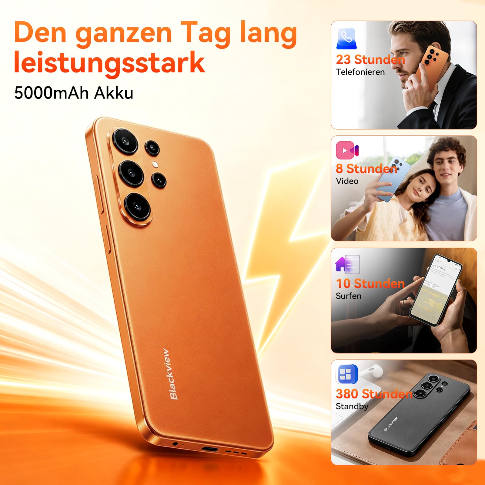 Blackview Wave 10C Handy Ohne Vertrag, 6,88" HD+ IPS Android 16 Smartphone, 16GB+32GB/1TB,32MP+13MP, 5000mAh,4G Dual SIM Smartphones,Face ID/GPS/OTG/3.5mm/3 Jahre Garantie, Schwarz