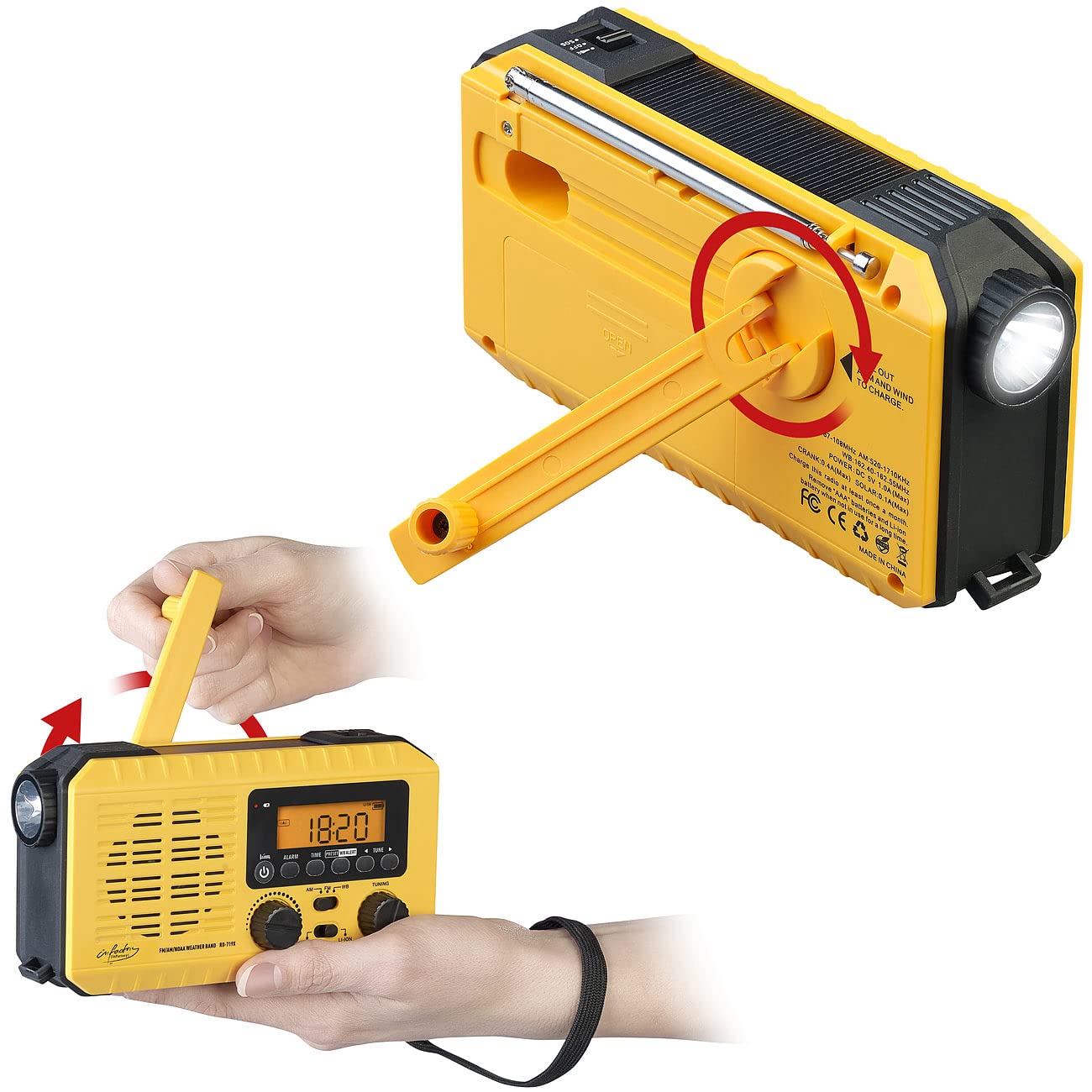 Radio de poche solaire & dynamo avec écran LCD [infactory]