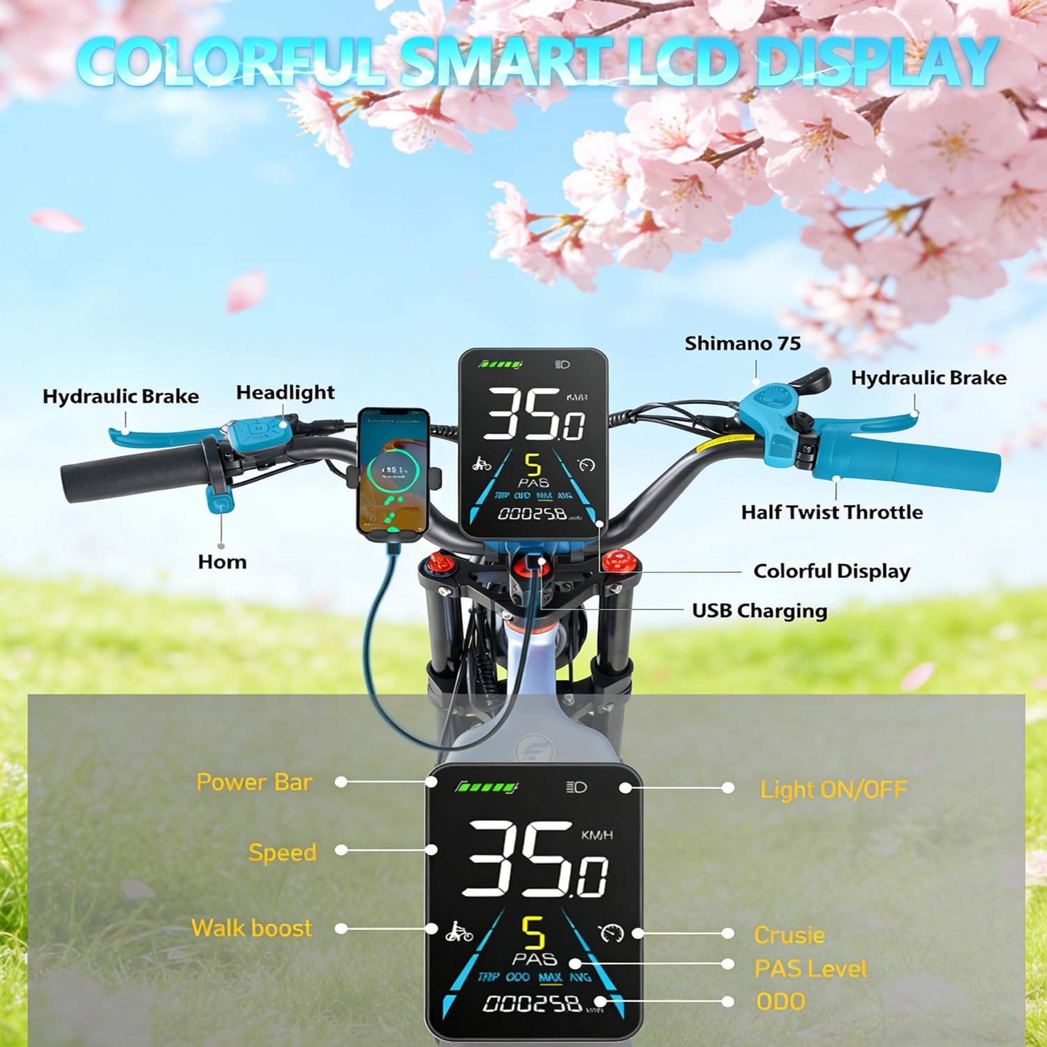 eAhora 2026 Latest Juliet Pro 2 5400W Dual Motor Electric Bike for Adults 43MPH 60V 70Ah 220+Miles Long Range Electric Bicycle 20" Fat Tire Full Suspension Mountain E-Bike All Terrain APP Control
